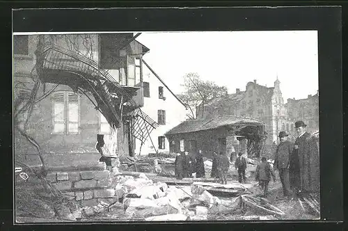 AK Nürnberg, Hochwasser-Katastrophe am 5. Februar 1909 - Eingestürzte Häuser Kleinweidenmühle