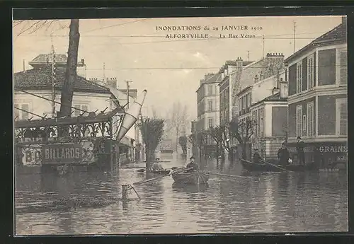 AK Hochwasser, Alfortville, Inondations du 29 Janvier 1910, La Rue Veron