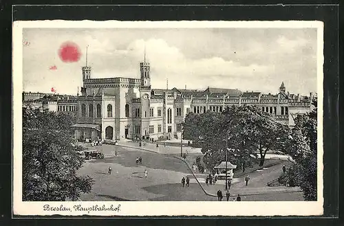 AK Breslau, Hauptbahnhof mit Anlagen