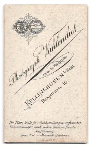 Fotografie Vahlendick, Kellinghusen i. Holst., Bergstr. 10, Portrait Dame im Kleid mit Perlenhalskette