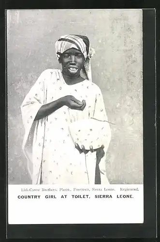 AK Sierra Leone, Country Girl At Toilet, afrikanische Volkstypen
