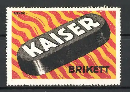 Künstler-Reklamemarke Gipkens, Kaiser-Brikett, Ansicht eines Kohlestücks