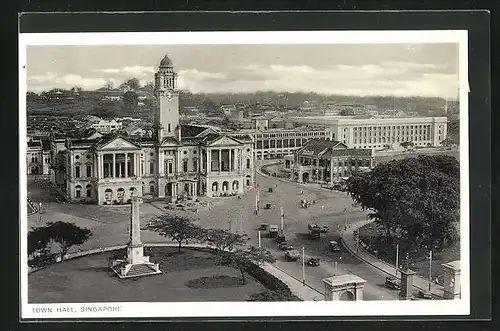 AK Singapore, Town Hall aus der Vogelschau