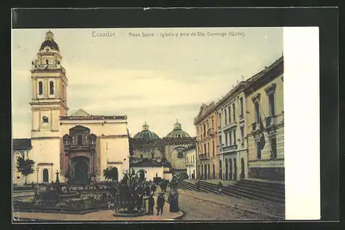 AK Domingo, Plaza Sucre, Iglesia y arco de Sto.