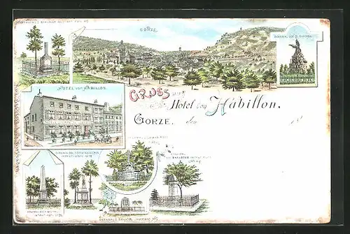 Lithographie Gorze, Hotel von Habillon, Denkmäler