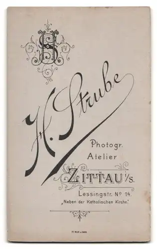 Fotografie H. Strube, Zittau i. S., Lessingstr. 14, Portrait Herr mit Schnauzbart