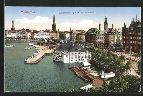 AK Hamburg-Neustadt, Jungfernstieg mit Alsterpavillon