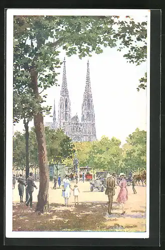 Künstler-AK Wien, Blick zur Votivkirche