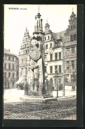 AK Bremen, auf dem Marktplatz am Roland