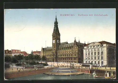 AK Hamburg, Rathaus mit Reichsbank