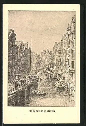 Künstler-AK Alt-Hamburg, Holländischer Brook