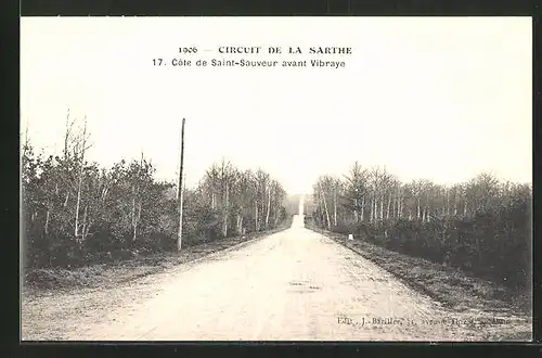 AK Circuit de la Sarthe 1906, Côte de Saint-Sauveur avant Vibraye, Autorennen