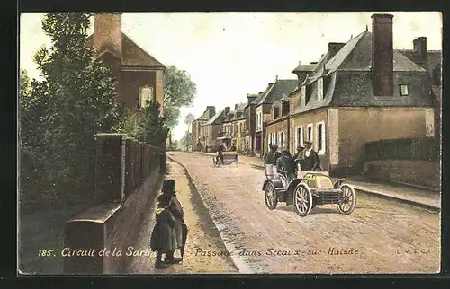 AK Circuit de la Sarthe, Passage dans Sceaux-sur-Huisne, Autorennen