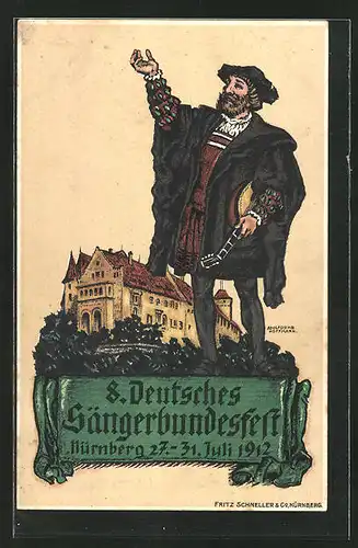 Künstler-AK Nürnberg, 8. Deutsches Sängerbundesfest 1912