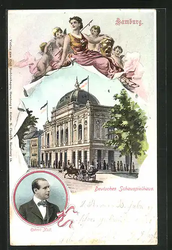 Künstler-AK Hamburg-St.Georg, Robert Nhil, Deutsches Schauspielhaus