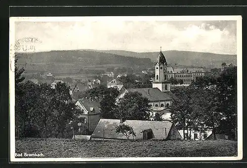 AK Bad Brambach, Teilansicht mit Kirche