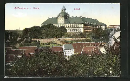 AK Weissenfels /Saale, Ortspartie mit Schloss