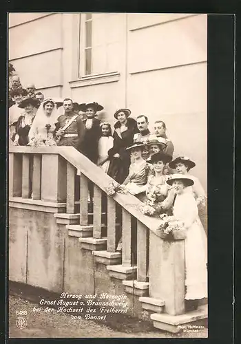 AK Herzog und Herzogin Ernst August v. Braunschweig bei der Hochzeit des Freiherrn von Bonnet