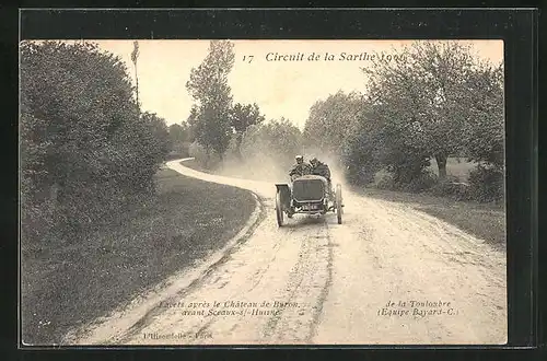 AK Circuit de la Sarthe 1906, Lacets après le Chateau de Buron, Autorennen
