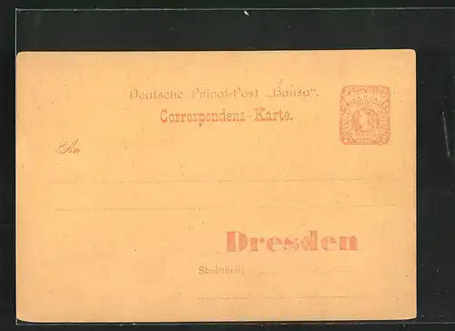 AK Private Stadtpost Hansa Berlin, 2 Pfg., Correspondenz-Karte