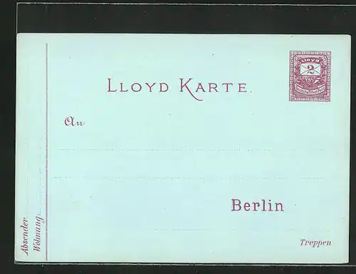 AK Lloyd Karte, Private Stadtpost Berlin, 2 Pfg.