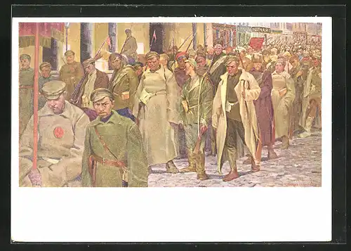 Künstler-AK Rote Armee 1919, Demonstrationsmarsch