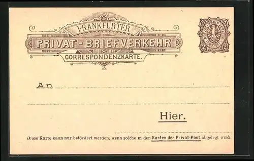 AK Frankfurt, Correspondenzkarte Privat-Briefverkehr, Private Stadtpost, 2 Pfg.