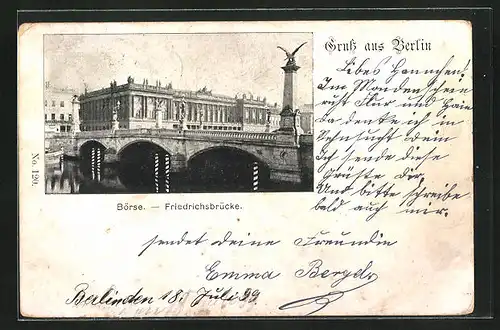 AK Berlin, Börse und Friedrichsbrücke, Private Stadtpost