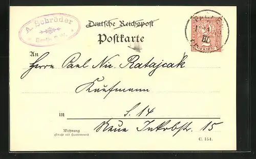 AK Private Stadtpost Packet Fahrt Berlin, Stempel Firma A. Schröder