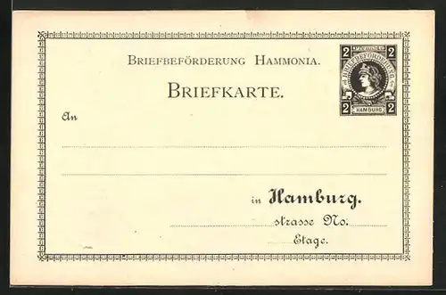 AK Briefkarte der Private Stadtpost Hammonia Hamburg, 2 Pfg.