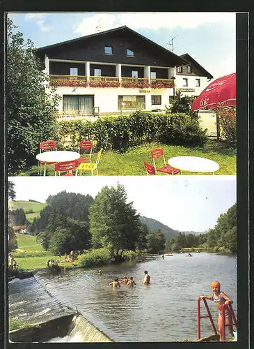 AK Tittling /Bayerischer Wald, Pension-Gasthaus Zum Bründl, Witzmannsberg 8, Schwimmbad
