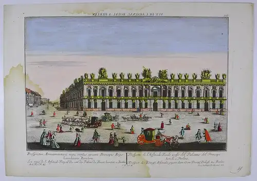 Kupferstich Guckkastenblatt Berlin, Prospect d. Kgl. Arsenals, altkoloriert um 1760 von G. B. Probst, 35 x 51cm