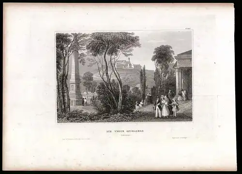 Stahlstich Brünn /Mähren, Veste Spielberg mit Denkmal, aus Kunstanstalt des Bibl. Inst. Hildburghausen um 1850