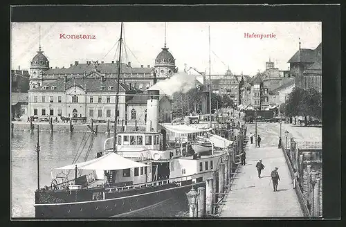 AK Konstanz, Schiffe im Hafen festgemacht