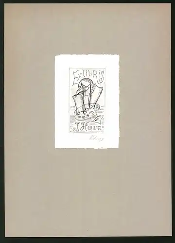 Exlibris J. Have, Schiff als Mischpalette