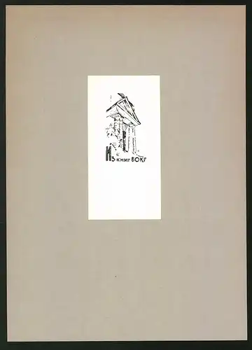 Exlibris antikes Gebäude mit Säulen