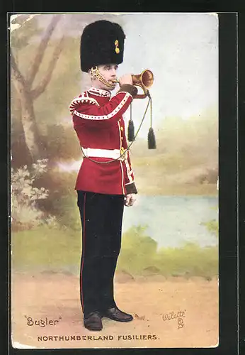 AK Bugler, Northumberland Fusiliers, britischer Soldat mit Trompete