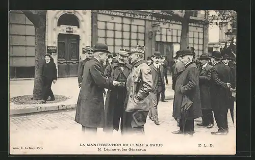 AK Paris, La Manifestation du Ier Mai, M. Lépine et les Généraux