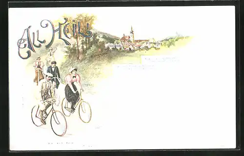 Lithographie All Heil!, Ausflug mit dem Fahrrad