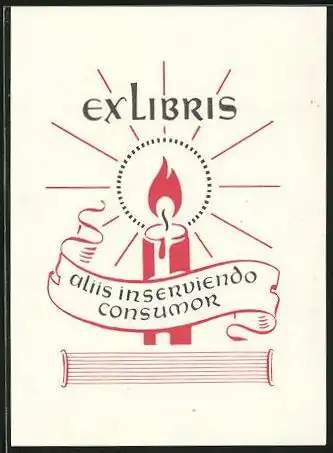 Exlibris brennende Kerze, Wachs läuft herunter