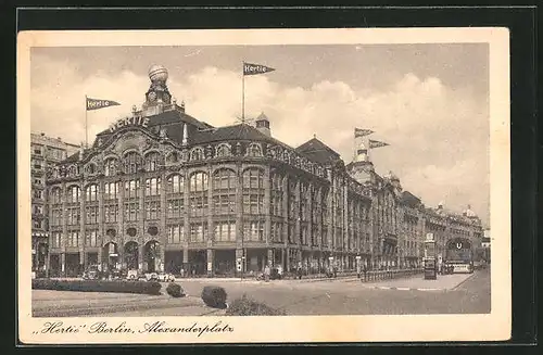 AK Berlin, Alexanderplatz, Partie am Kaufhaus Herti mit U-Bahnhof Alexanderplatz