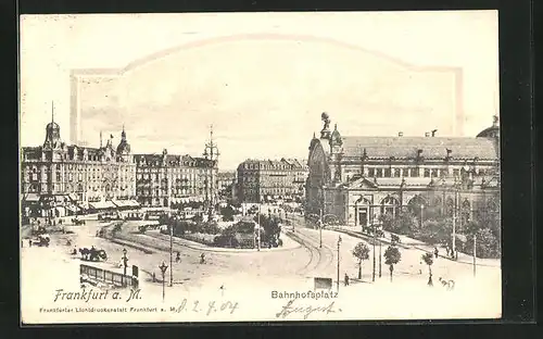 AK Frankfurt, Blick auf den Bahnhofsplatz mit Hauptbahnhof