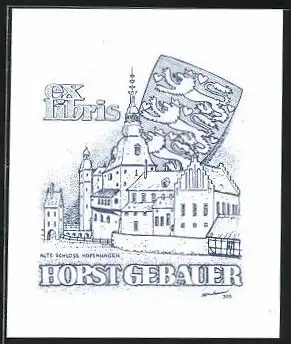 Exlibris Horst Gebauer, Wappen mit Löwe, Altes Schloss zu Kopenhagen
