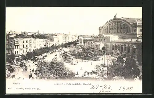 AK Berlin-Kreuzberg, Askanischer Platz mit Anhalter Bahnhof