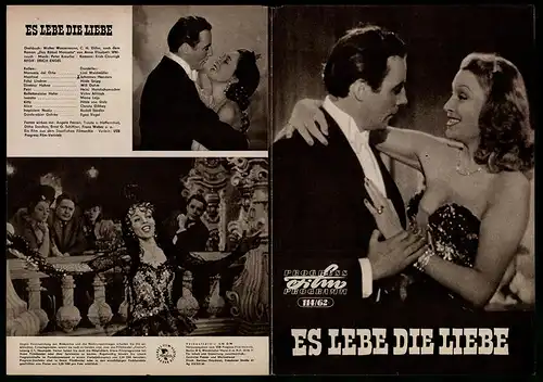 Filmprogramm PFP Nr. 114 /62, Es lebe die Liebe, Johannes Heesters, Lizzi Waldmüller, Hilde Seipp, Regie: Erich Engel