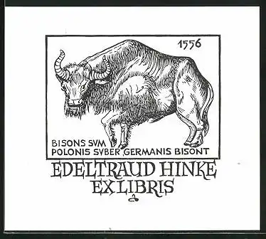 Exlibris von Dolatowski für Edeltraud Hinke, Bison um 1556