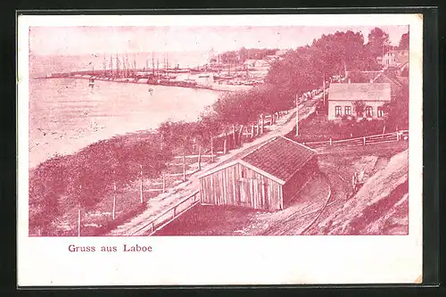 AK Laboe, Blick auf die Schiffe im Hafen