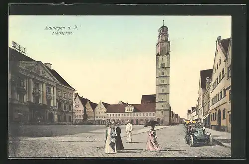 AK Lauringen a. D., Marktplatz mit Passanten