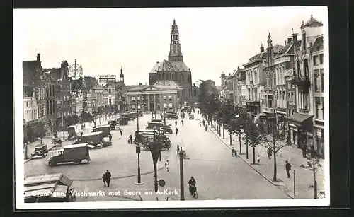 AK Groningen, Vischmarkt met Beurs en A-Kerk