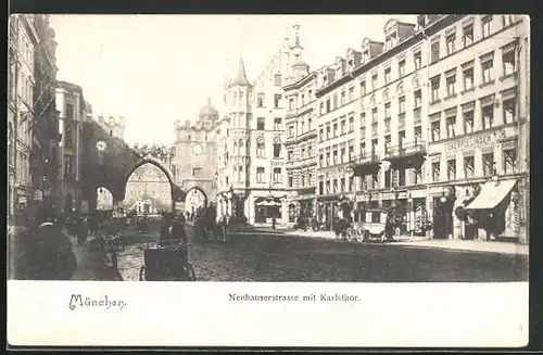 AK München, Neuhauserstrasse mit Karlstor